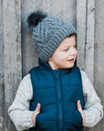 Pom Pom Beanie Hat - Grey