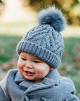 Pom Pom Beanie Hat - Grey