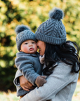 Pom Pom Beanie Hat - Grey