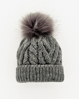 Pom Pom Beanie Hat - Grey