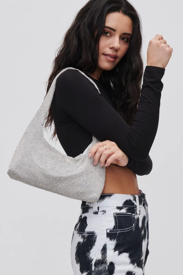 Soraka Rhinestone Evening Bag Silver