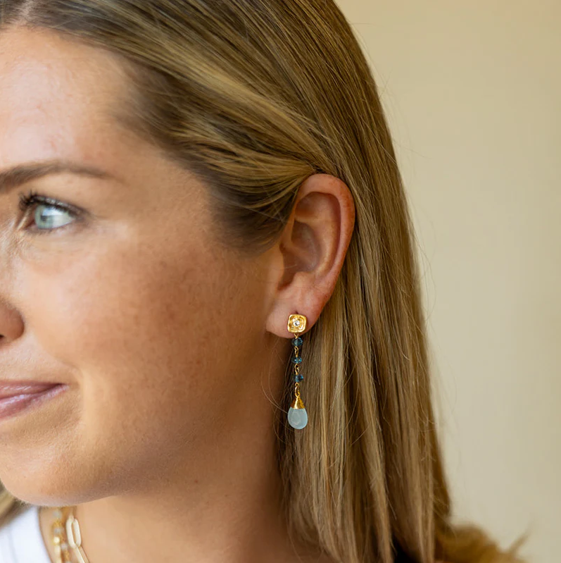 Auqamarine & London Blue Topaz Earrings