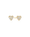 Gold Pave Heart Stud Earrings