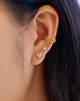 Gold Pave Heart Stud Earrings