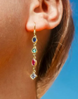 Gold Multi Colored CZ Earrings