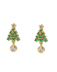 Gold CZ Christmas Tree w/ CZ Drop Studs
