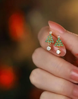 Gold CZ Christmas Tree w/ CZ Drop Studs