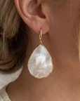Gold Bezel Iridescent Shell Earrings