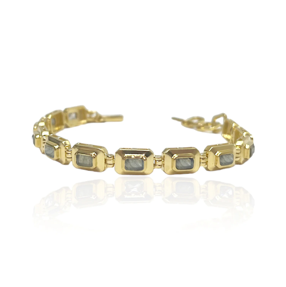 Gold Labradorite Beryl Tennis Bracelet