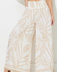 Tan Abstract Leaf Printed Rayon Pant