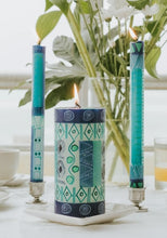 Load image into Gallery viewer, 9&quot; Taper Candle Pair Blue/Green