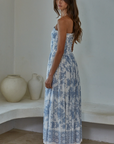 Rayon Floral Smocked Strapless Midi