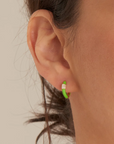 Neon Green Enamel Gold Huggie