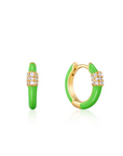 Neon Green Enamel Gold Huggie