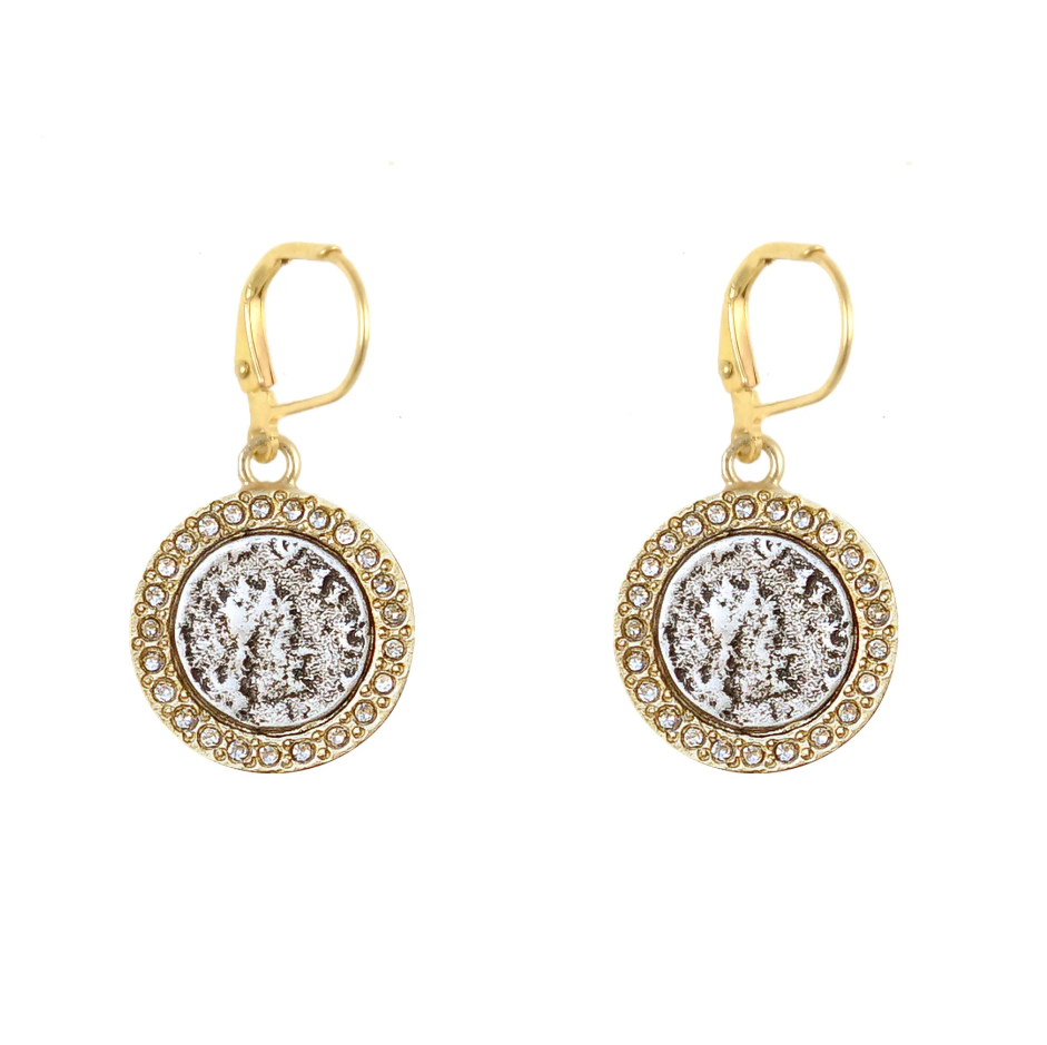 Gold Hestia Coin Earrings