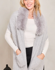 Winter Stole Grey Fur Collar Scarf