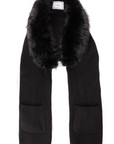 Winter Stole Fur Collar Black Scarf