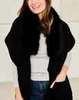 Winter Stole Fur Collar Black Scarf