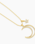 Waterproof Crescent Moon & Star Pendant