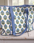 Emma Blue and White Floral Tote Bag