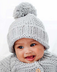 Ice Grey Garter Stitch Beanie Hat