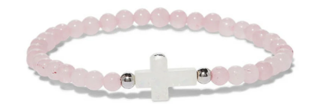 Silver Rose Quartz Cross