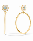 Gold Colette Circle Chalcedony Blue Ear