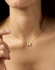 Gold Papillion Delicate Pearl Necklace