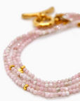 Long Pink Opal Stone and Gold Necklace