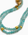 Amazonite Stone and Gold Short Necklace