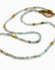 Amazonite Stone/Gold Short Necklace