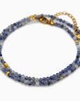 Sodalite Stone/Gold Short Necklace
