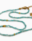 Amazonite Stone/Gold Short Necklace