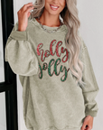 Sequined Holly Jolly Corded Sweatshirt