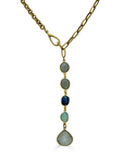 Gold Lariat w/Kyanite, Moonstone and