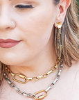 Rhodium and Gold Paperclip Earrings
