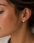 14K GP Huggie Hoop w/ CZ Butterfly