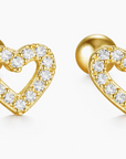 Pavé Cz Open Heart Stud Earrings 14K GP