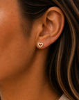 Pavé Cz Open Heart Stud Earrings 14K GP