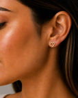 Open Heart Stud Earrings 14K Gold Plated