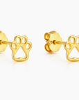 Open Paw Print Studs 14K Gold Plated