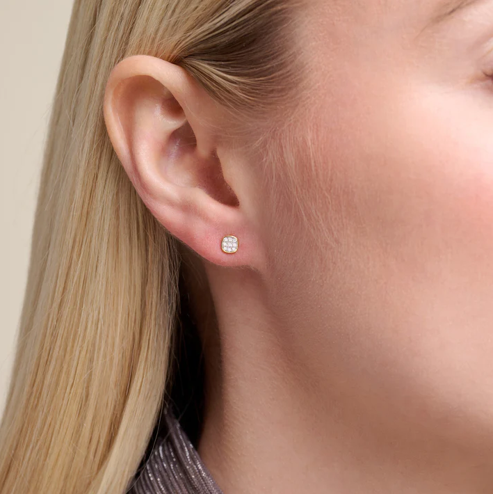 Cushion Pave Stud Earrings