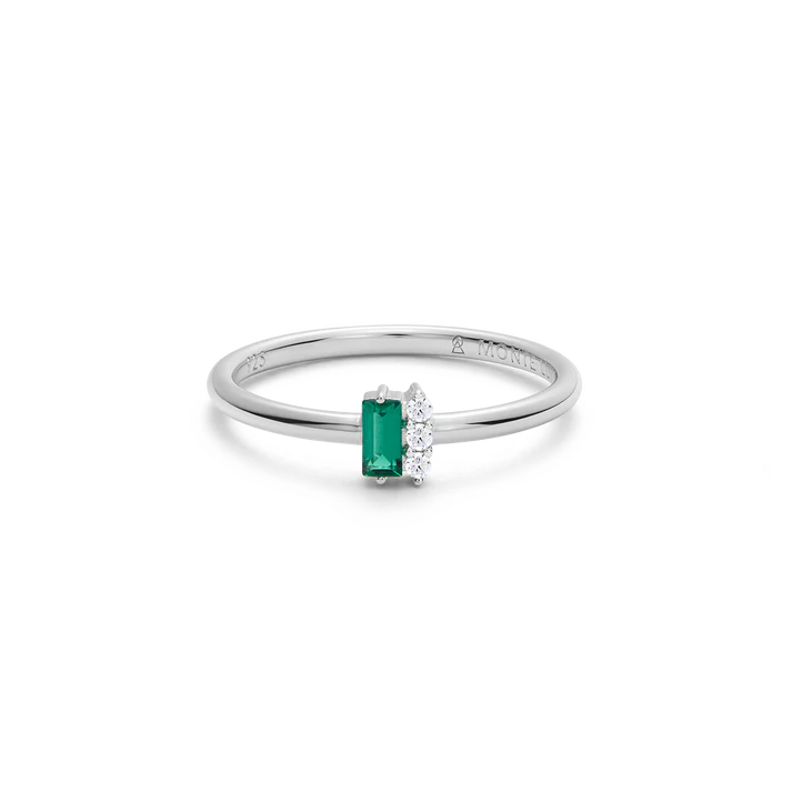 Emerald Baguette Ring Sterling