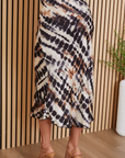 Abstract Tie Dye Silky Midi Skirt