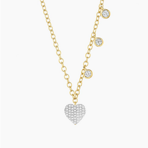Heart Pendant Necklace w/ Circles Gold