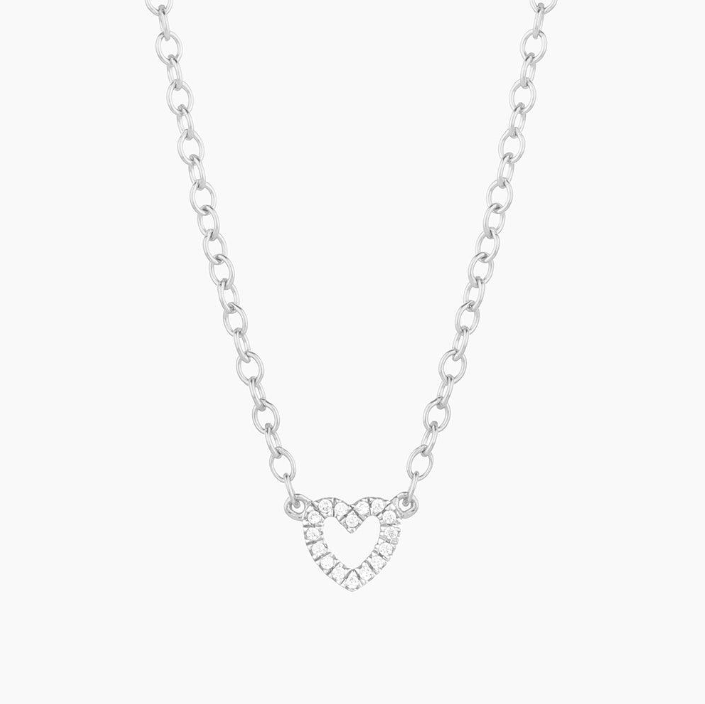 Petite Heart Pendant Necklace Silver