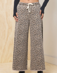 Leopard Stretch Denim Wide Leg