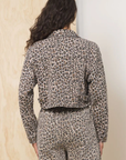 Leopard Stretch Denim Crop Jacket