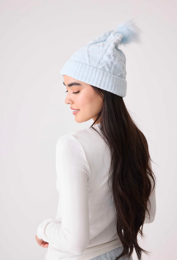 Chenille Cozy Cable Beanie - Air Blue – Attachments & Sage display picture 2