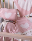 Pink Heart Blanket/Burp Cloth Set